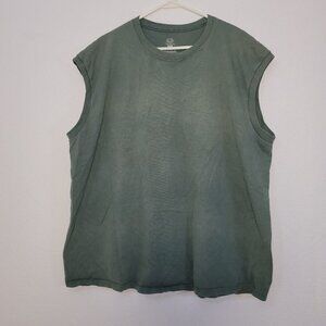 523. Fruit of the Loom Sleeveless T-Shirt Green Sz 2XL
